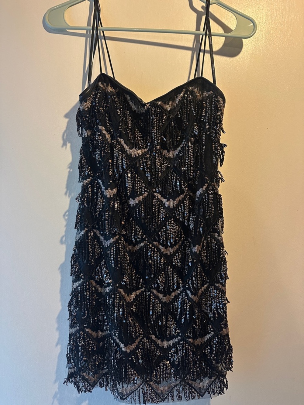 Black Sequin Fringe Party Dress forever 21